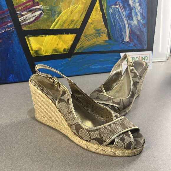 Women’s Coach Espadrille Wedge Sandals (Beige, Size 9 US) - Picture 2 of 7
